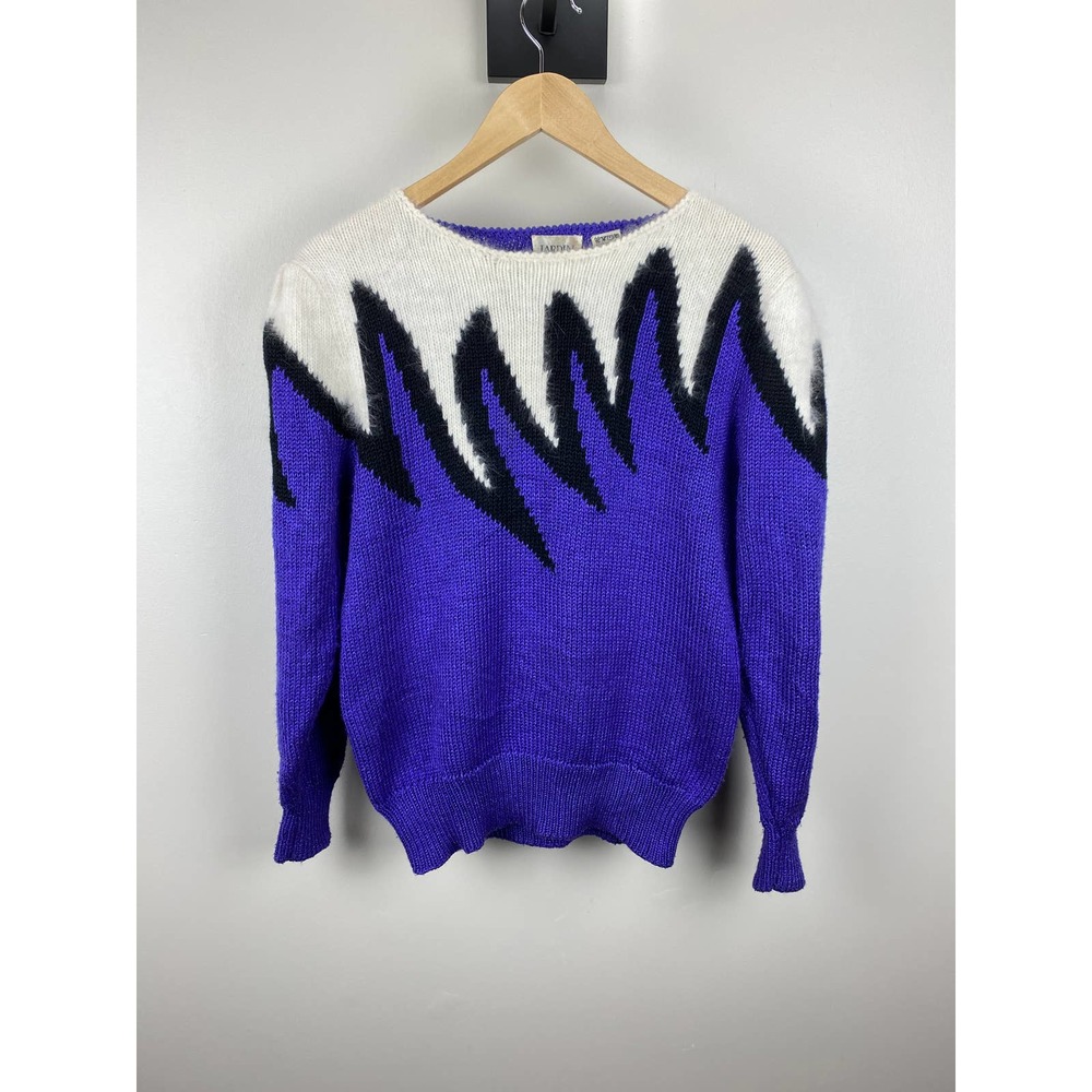 Vintage Jardin Purple Flames Knit Sweater Women - M